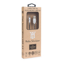 foto de CABLE MAILLON PREMIUM MICRO USB 2,4 METAL PLATEADO 1M