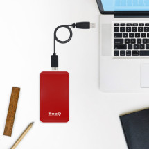 foto de CARCASA HDD TQE-2528R 2,5 9,5 MM SATA USB 3.1 GEN1 ROJA