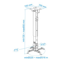 foto de SOPORTE PROYECTOR TECHO TOOQ PJ2012T MX 20 KGS BLANCO