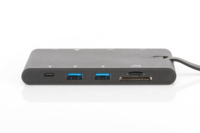 foto de CONVERSOR HUB DIGITUS USB C 9 PUERTOS 2X VIDEO 2x USB-C 2x USB3.0 RJ45 2x SD/MMC