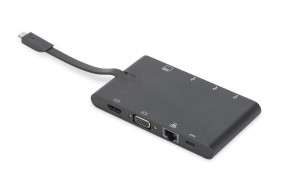 foto de CONVERSOR HUB DIGITUS USB C 9 PUERTOS 2X VIDEO 2x USB-C 2x USB3.0 RJ45 2x SD/MMC