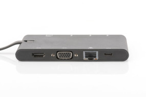 foto de CONVERSOR HUB DIGITUS USB C 9 PUERTOS 2X VIDEO 2x USB-C 2x USB3.0 RJ45 2x SD/MMC