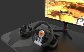 foto de Krom K-Wheel Negro USB Volante + Pedales Anal?gico/Digital PlayStation 4, Playstation, Playstation 3, Xbox One