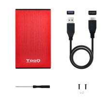 foto de CARCASA HDD TOOQ TQE-2527R 2,5 9,5 MM SATA USB 3.0/3.1 ROJO