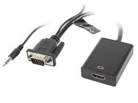 foto de ADAPTADOR LANBERG VGA MACHO+AUDIO 3.5MM JACK/HDMI HEMBRA 20 CM NEGRO