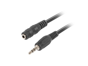 foto de CABLE ESTEREO LANBERG JACK 3.5 MM MACHO/JACK 3.5MM HEMBRA 3M NEGRO