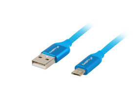 foto de CABLE USB LANBERG 2.0 MACHO/MICRO USB MACHO QUICK CHARGE 3.0 1.8M AZUL