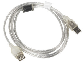 foto de CABLE ALARGADOR LANBERGUSB 2.0 MACHO HEMBRA FERRITA 1.8M TRANSPARENTE