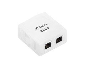 foto de ROSETA DE SUPERFICIE LANBERG CAT.6 UTP 2X TOMA RJ45 BLANCO