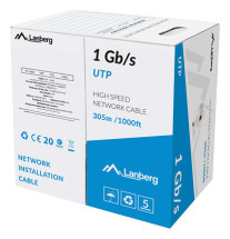 foto de BOBINA CABLE RED LANBERG UTP RJ45 1GB/S SOLIDO CCA AWG23 305M GRIS