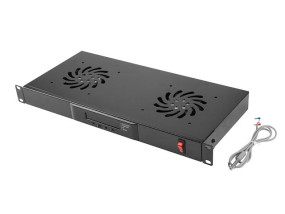 foto de PANEL VENTILACION LANBERG LCD 2 VENTILADORES TERMOSTATO 230V 1U RACK 19 NEGRO