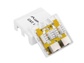 foto de ROSETA LANBERG DE SUPERFICIE CAT.6 FTP 2X TOMA RJ45 BLANCO