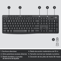 foto de COMBO TECLADO RATON LOGITECH MK295 RF INALAMBRICO NEGRO