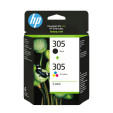 foto de HP Paquete de 2 cartuchos de tinta original 305 tricolor / negro