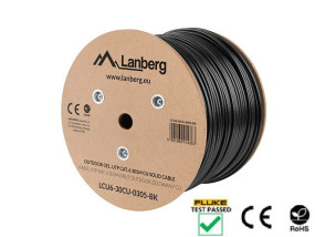 foto de BOBINA CABLE RED LANBERG EXTERIOR UTP RJ45 CAT.6 GEL-FILLED CU AWG24 305M  NEGRO