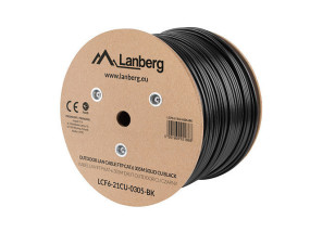 foto de BOBINA CAT.6 LANBERG OUTDOOR FTP RJ45 SOLIDO COBRE FLUKE TESTED AWG24 305M NEGRO