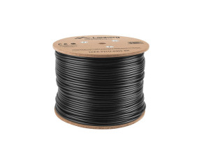 foto de BOBINA CAT.6 LANBERG OUTDOOR FTP RJ45 SOLIDO COBRE FLUKE TESTED AWG24 305M NEGRO