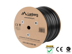 foto de BOBINA CAT.6 LANBERG OUTDOOR FTP RJ45 COBRE GEL-FILLED FLUKE AWG24 305M NEGRO