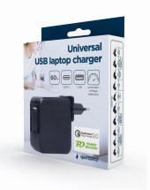 foto de CARGADOR UNIVERSAL PARA PORTATIL GENBIRD 60W NEGRO