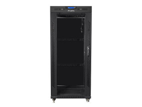 foto de ARMARIO LANBERG RACK 19 27U 600X800 FLAT PACK NEGRO PUERTA CRISTAL CON LCD