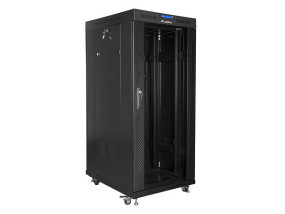 foto de ARMARIO LANBERG RACK 19 27U 600X800 FLAT PACK NEGRO PUERTA CRISTAL CON LCD