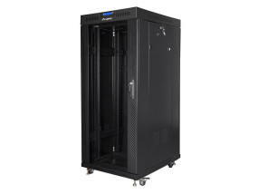 foto de ARMARIO LANBERG RACK 19 22U 800X800 FLAT PACK NEGRO PUERTA CRISTAL CON LCD