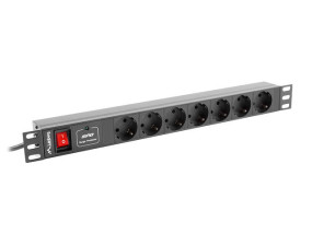 foto de REGLETA LANBERG 1U 10A 7X SCHUKO RACK 19 2M NEGRO C14