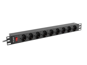 foto de REGLETA LANBERG 1U 16A 9X SCHUKO RACK 19 3M NEGRO
