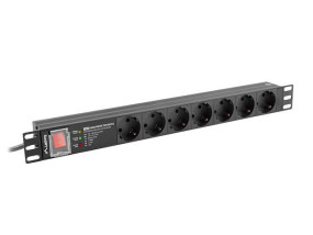 foto de REGLETA LANBERG 1U 16A 7X SCHUKO RACK 19 2M NEGRO
