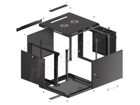 foto de ARMARIO LANBERG MURAL RACK 19 9U/600X600 FLAT PACK AUTOENSAM NEGRO PTA METALICA