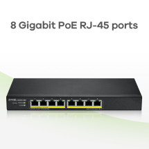 foto de SWITCH ZYXEL GS1915-8EP 8-PORT GBE POECPNTSMART HYBRID MODE SWITCH