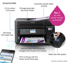 foto de IMPRESORA EPSON MULTIFUNCIONAL INKJET A4 ECOTANK ET-3850