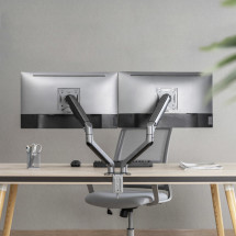 foto de SOPORTE MESA TOOQ 2 PANTALLAS 17-32 GRIS/NEGRO