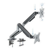 foto de SOPORTE MESA TOOQ 2 PANTALLAS 17-32 GRIS/NEGRO