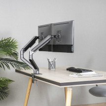 foto de SOPORTE MESA TOOQ 2 PANTALLAS 17-32 GRIS/NEGRO