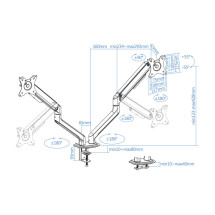 foto de SOPORTE MESA TOOQ 2 PANTALLAS 17-32 GRIS/NEGRO