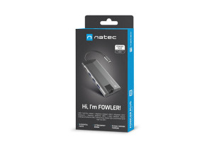 foto de ADAPTADOR NATEC FOWLER PLUS USB-C->3XUSB 3.0,HDMI 4K,USB-C PD,RJ45,SD,MSD