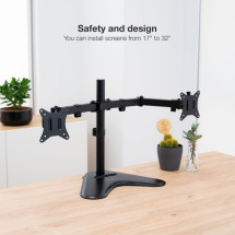foto de SOPORTE MESA TOOQ 2 PANTALLAS 17-32 NEGRO