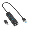 foto de HUB USB SHARKOON 3X3.2 GEN 1 + RJ45  ALUMINIO NEGRO