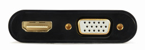 foto de HDMI MACHO A HDMI HEMBRA + VGA HEMBRA + CABLE ADAPTADOR DE AUDIO NEGRO