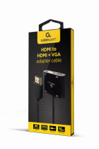 foto de HDMI MACHO A HDMI HEMBRA + VGA HEMBRA + CABLE ADAPTADOR DE AUDIO NEGRO