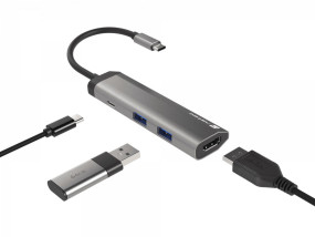 foto de ADAPTADOR NATEC FOWLER SLIM USB-C 2XUSB 3.0,HDMI 4K,USB-C PD