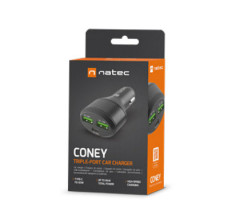 foto de CARGADOR COCHE NATEC CONEY 2XUSB, 1XUSB-C QC3.0, PD 3.0 84W NEGRO