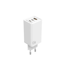 foto de LEOTEC CARGADOR 65W GaN CARGA RAPIDA 2 USB TIPO-C PD 1 USB-A BLANCO