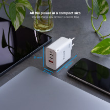 foto de CARGADOR DE PARED TOOQ GAN 2USB-C PD USB-A QC 65W