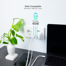 foto de CARGADOR DE PARED TOOQ GAN 2USB-C PD USB-A QC 65W