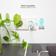 foto de CARGADOR DE PARED TOOQ GAN USB-C PD USB-A QC 30W
