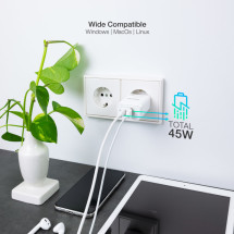 foto de CARGADOR DE PARED TOOQ GAN USB C PD USB-A QC 45W