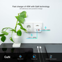 foto de CARGADOR DE PARED TOOQ GAN USB C PD USB-A QC 45W