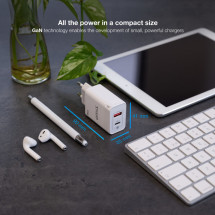 foto de CARGADOR DE PARED TOOQ GAN USB C PD USB-A QC 45W